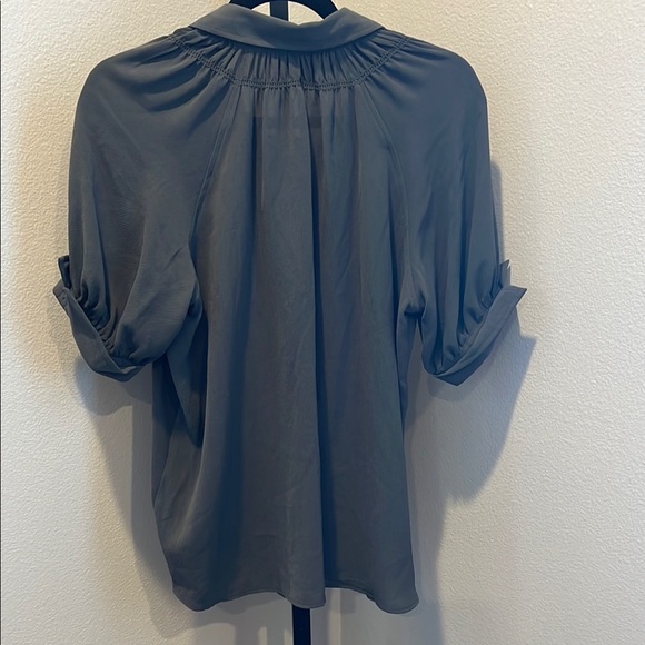 Max Studio olive green Button Down Shirt with Notched Collar - Picture 3 of 3